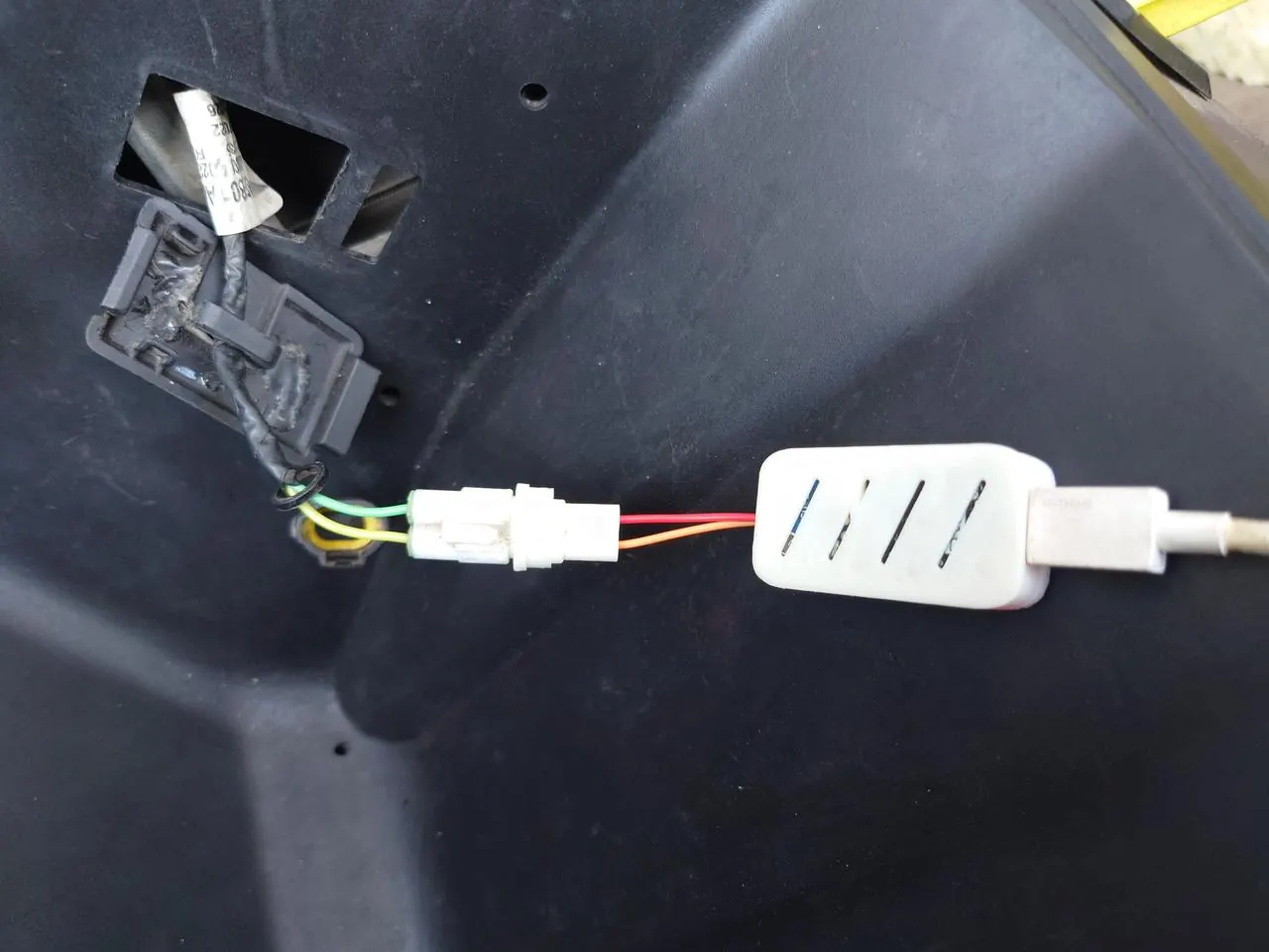 Close-up of the Ather OBD connector pins